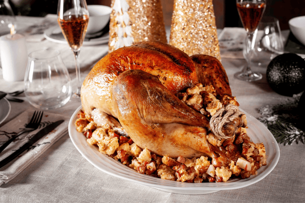 Turkey stuffed with apples and sausage