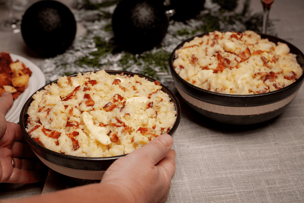 Mashed potatoes with cheese and bacon