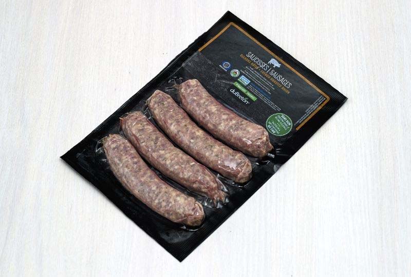 Organic pork sausages with roasted onions - Viandes de la ferme