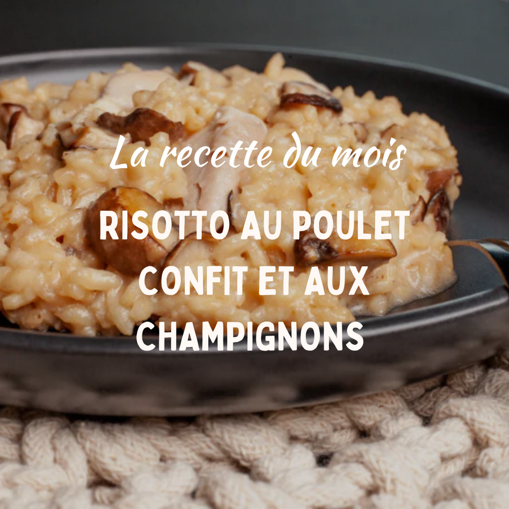 Risotto au poulet confit et aux champignons sauvages